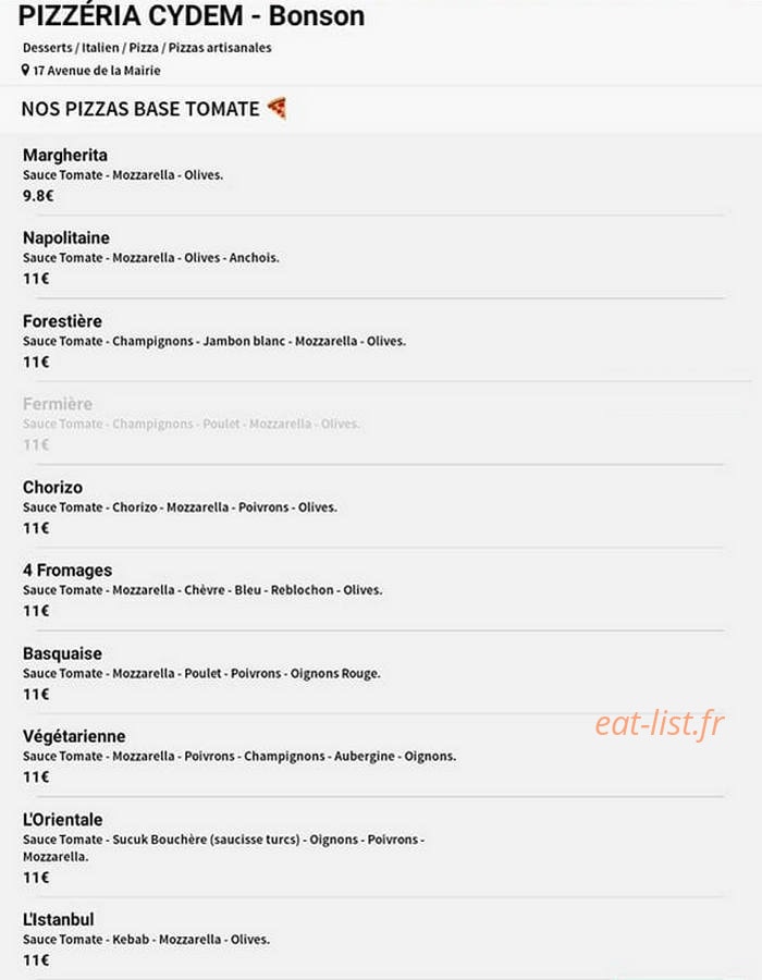 Cydem Kebab — carte page 1