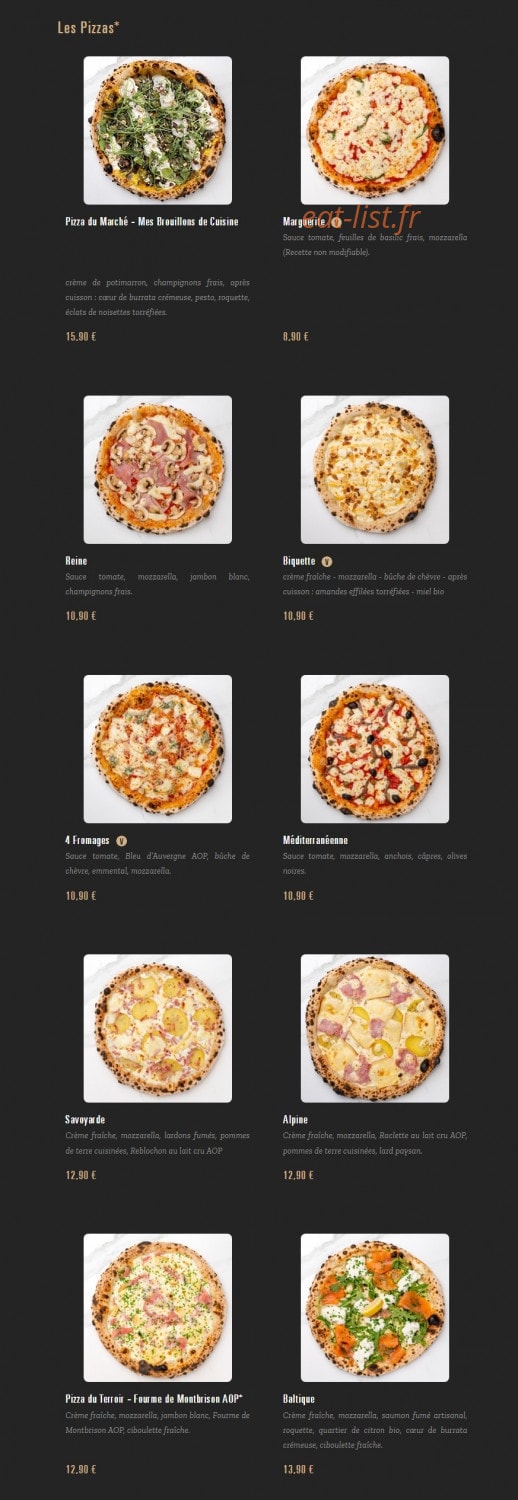Pizza Cosy — carte page 1