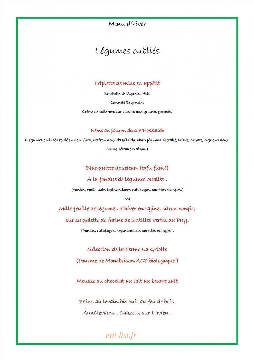 La table de Delphine — carte page 1