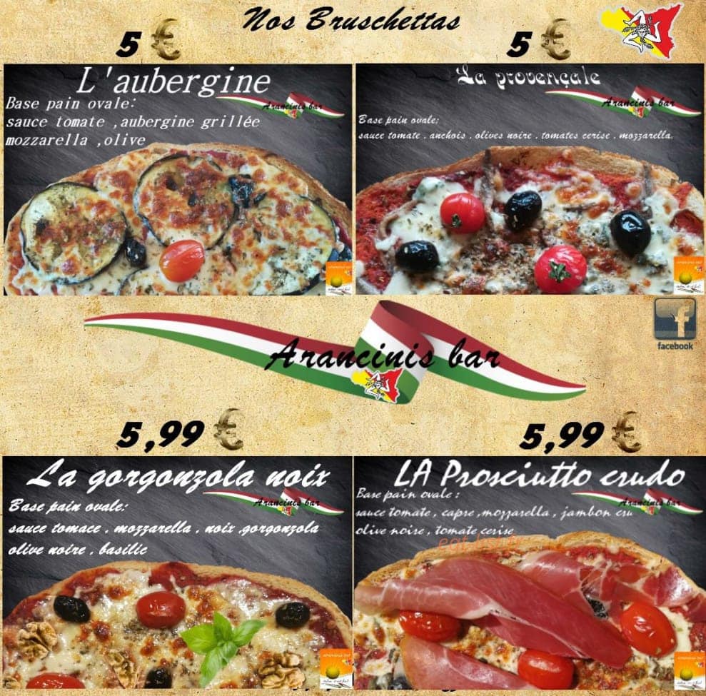 Arancinis bar — carte page 1