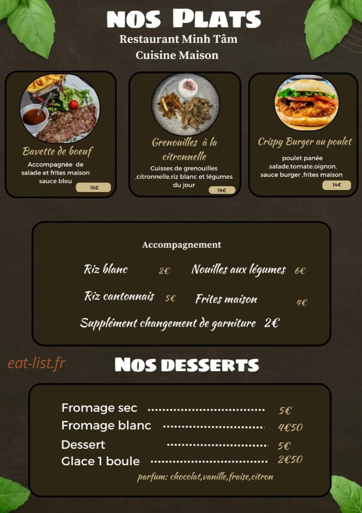 Restaurant MinhTâm — carte page 2