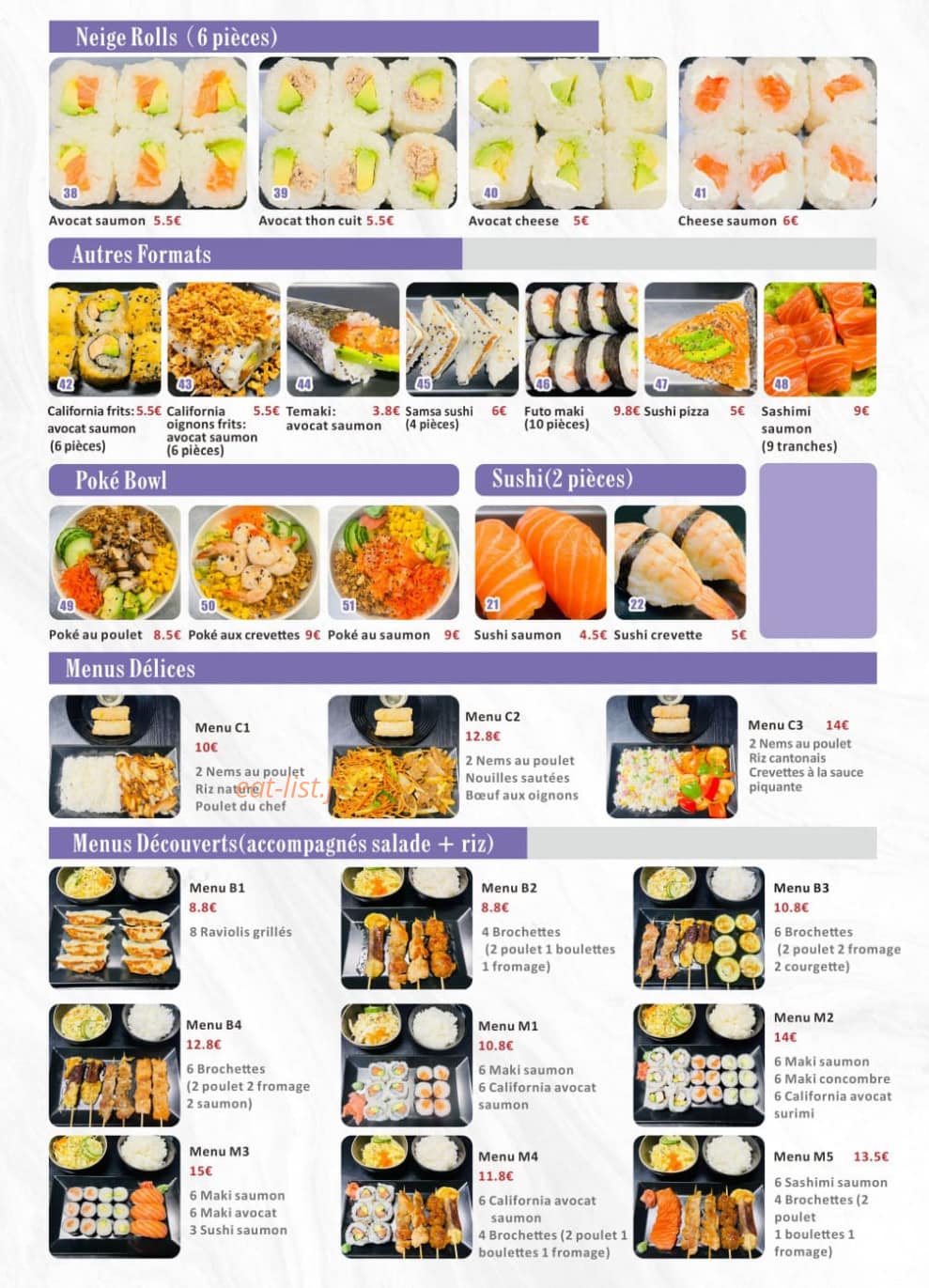 Asian sushi — carte page 2
