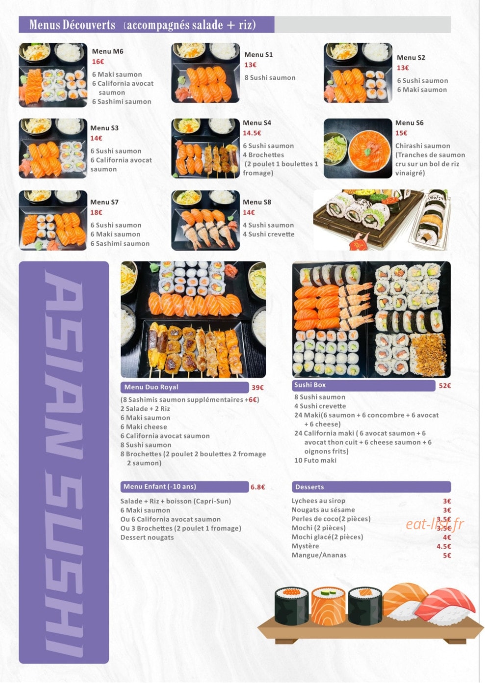Asian sushi — carte page 3