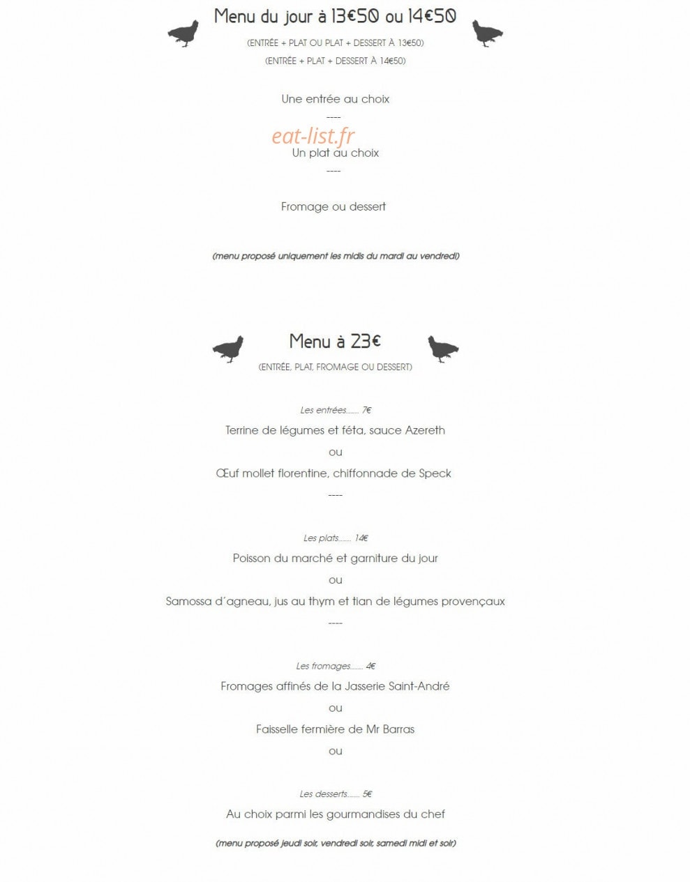 Bistro'n'home — carte page 1