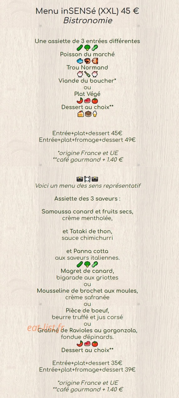 L'Aube des Sens — carte page 2