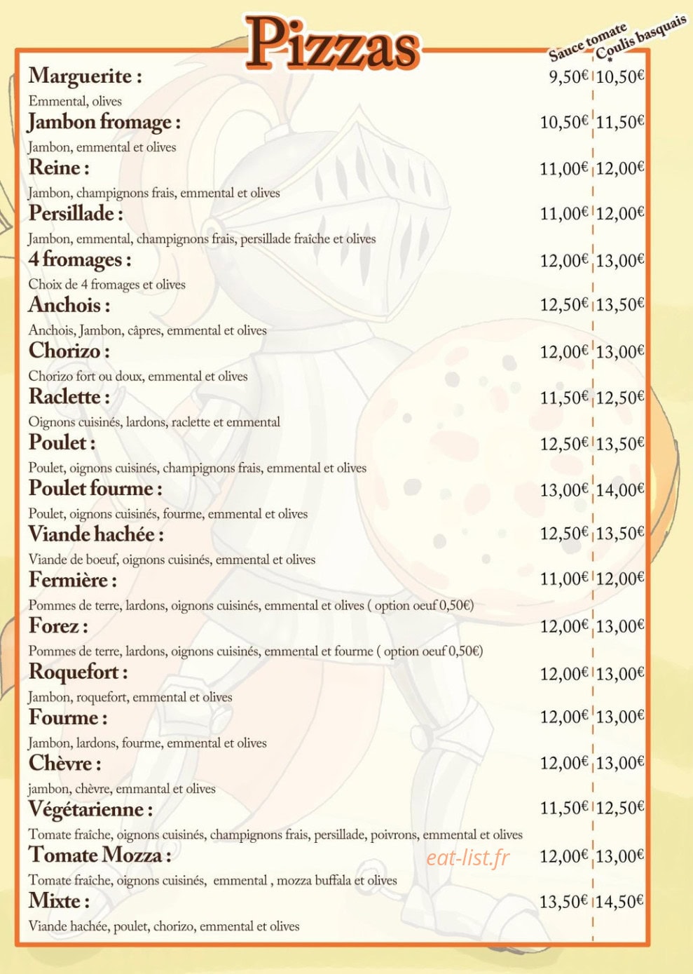 Pizza Medieval — carte page 1