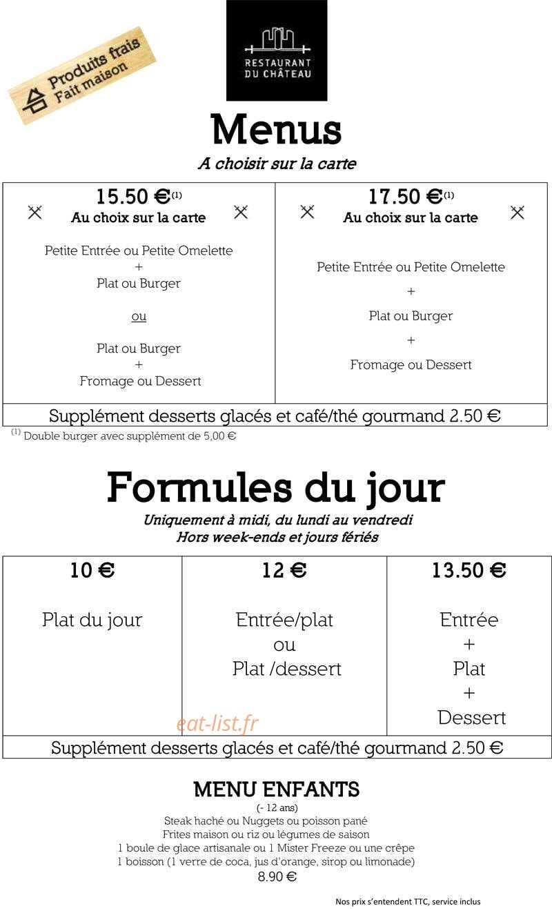 Restaurant du Château — carte page 2