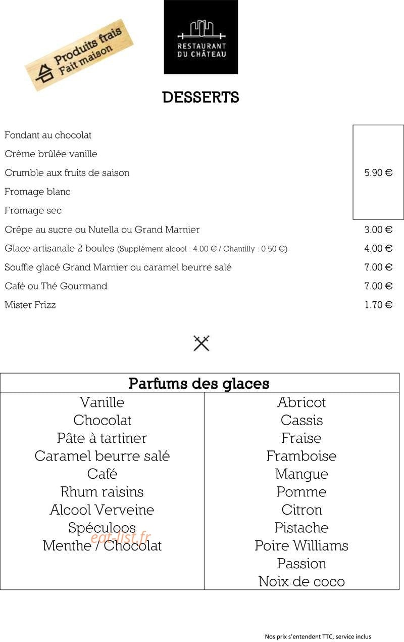 Restaurant du Château — carte page 5