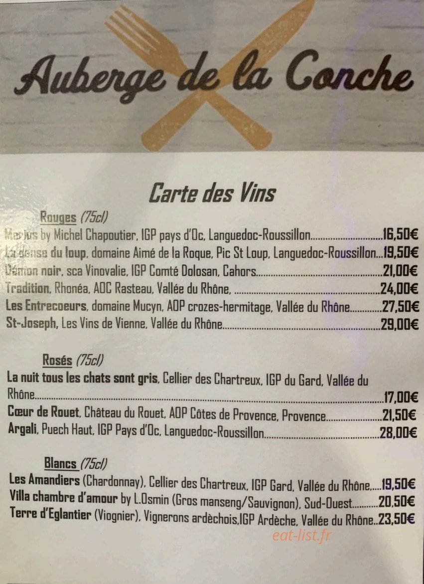 Auberge de la conche — carte page 3