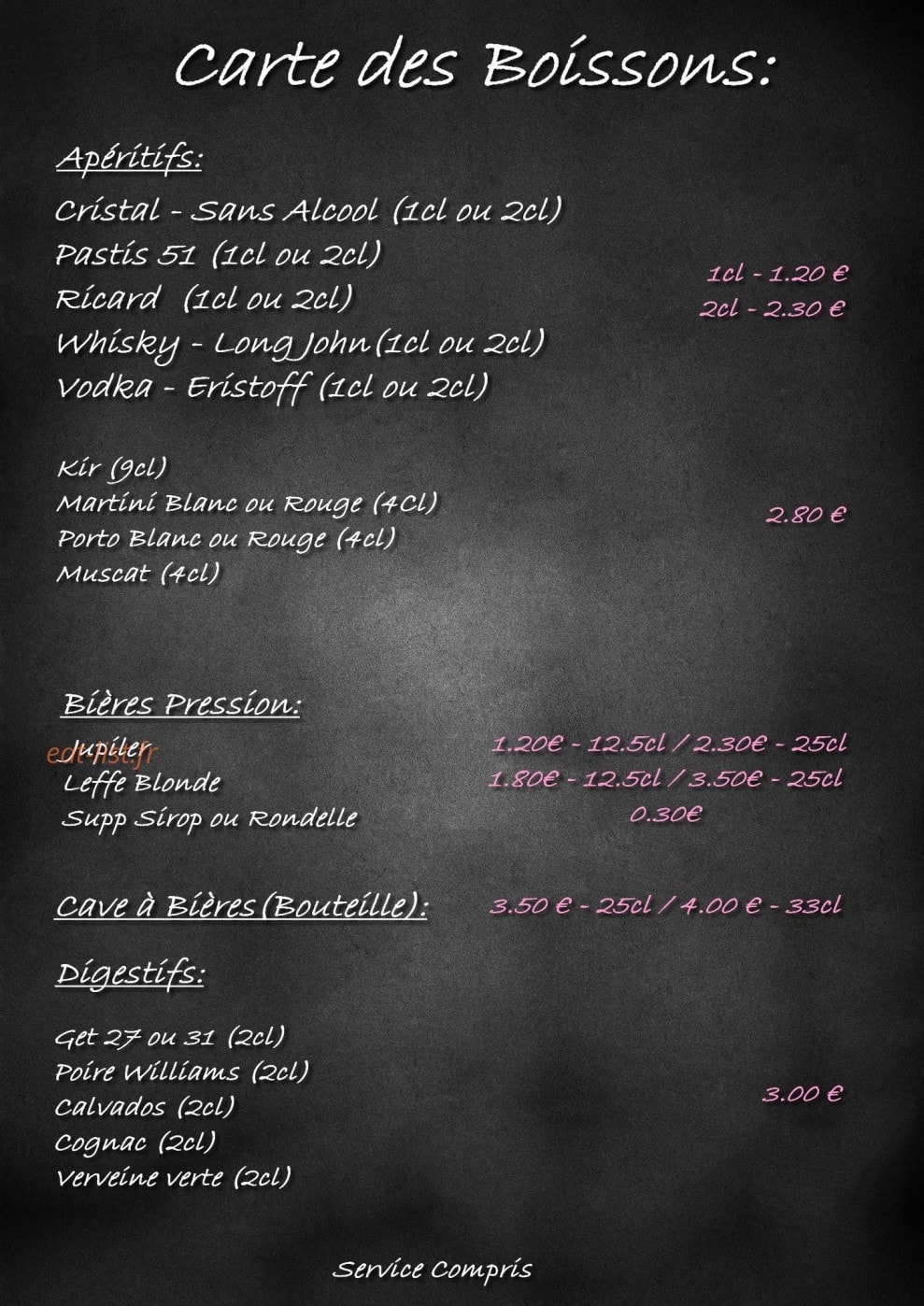 Le Convive — carte page 8