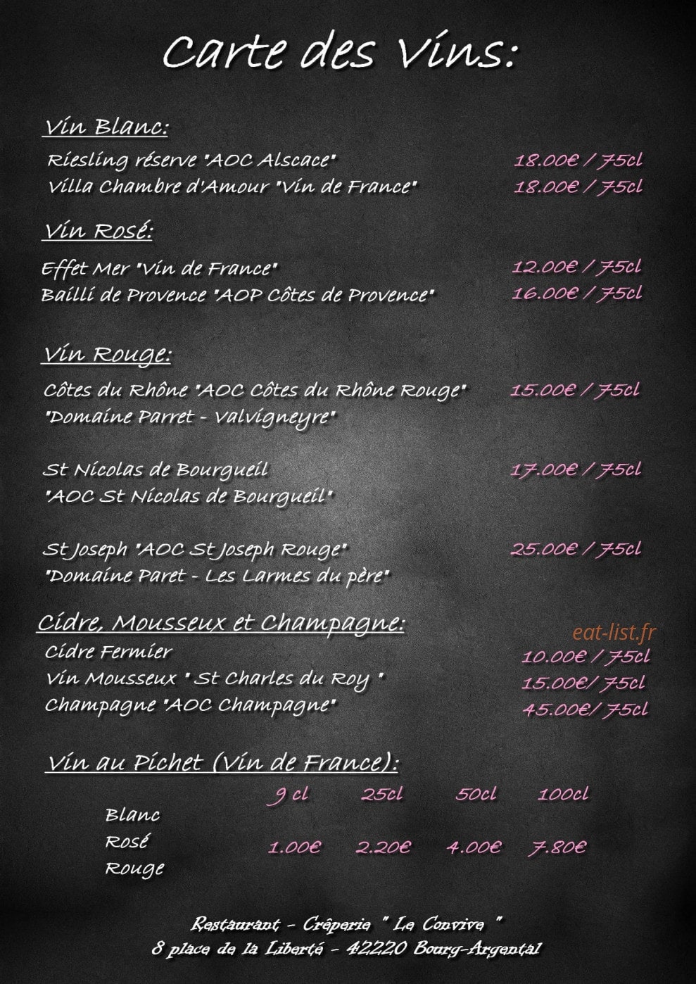 Le Convive — carte page 10