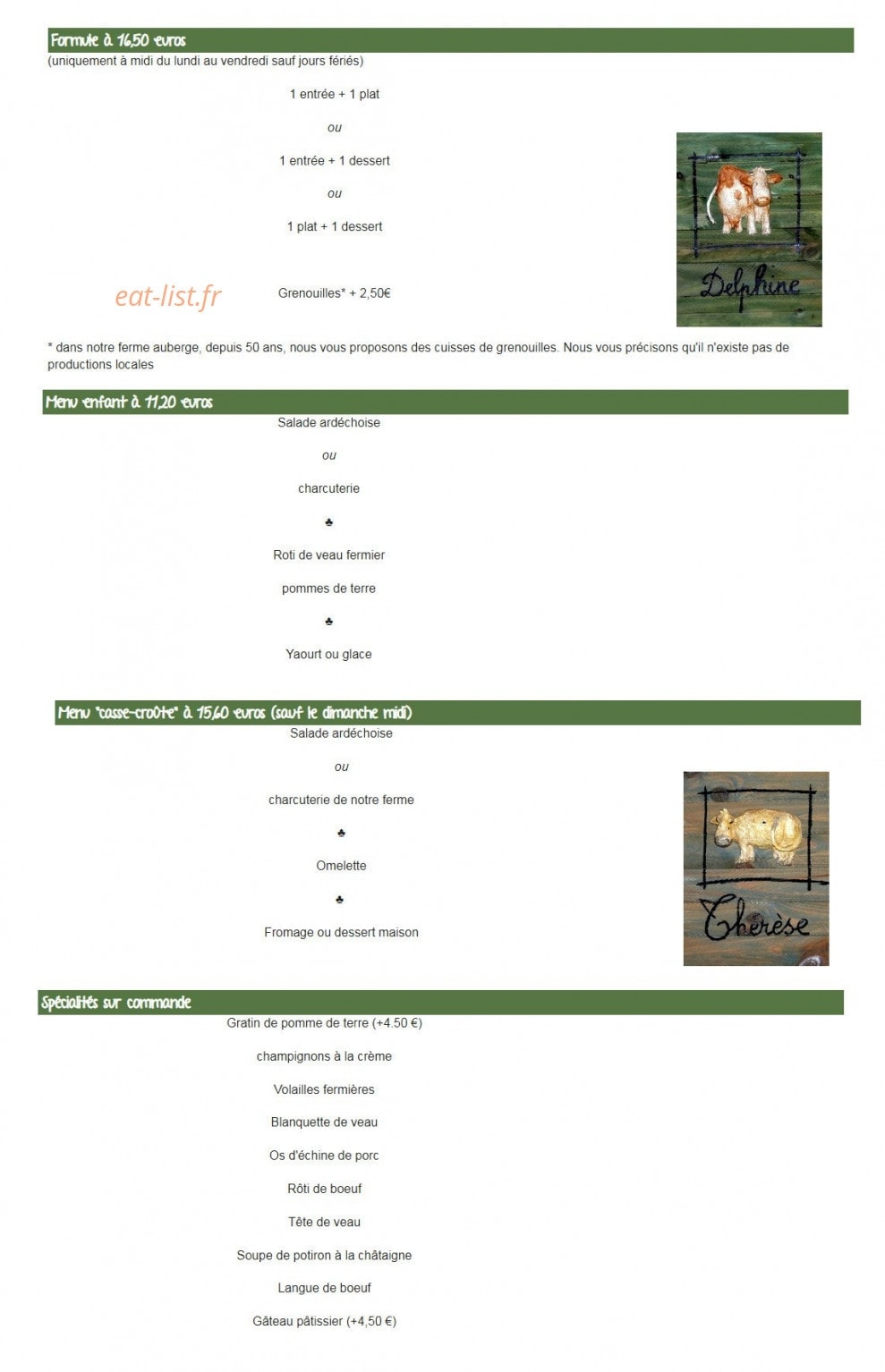 La Ferme Linossier — carte page 2