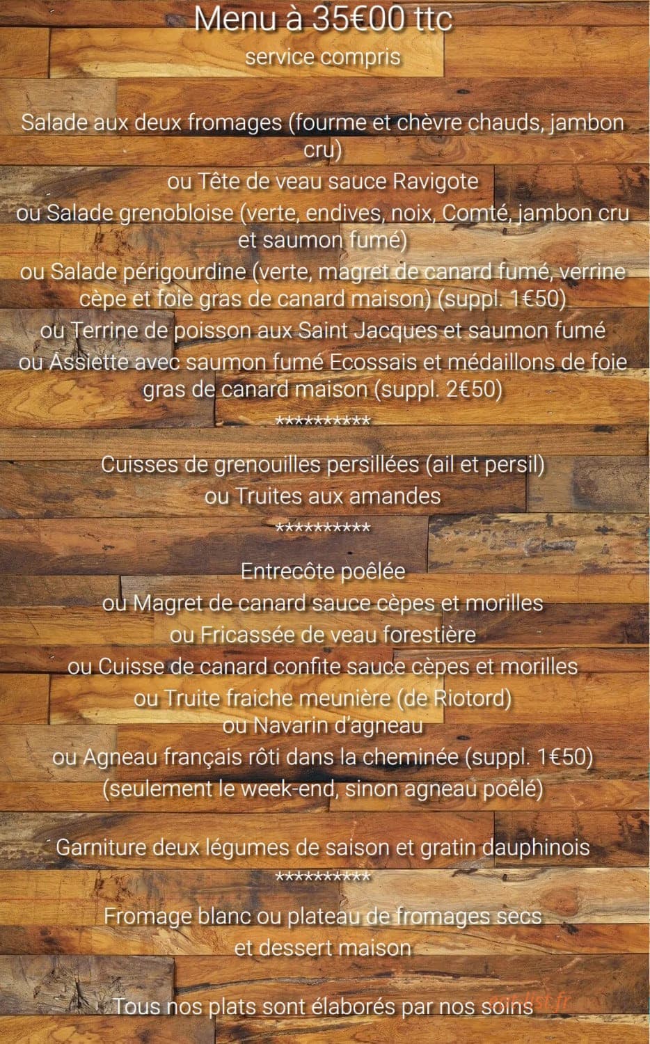 Auberge du Grand Bois — carte page 4