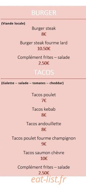 Carte et menu de Le Salvatorien à Saint Sauveur en Rue — Burgers et tacos