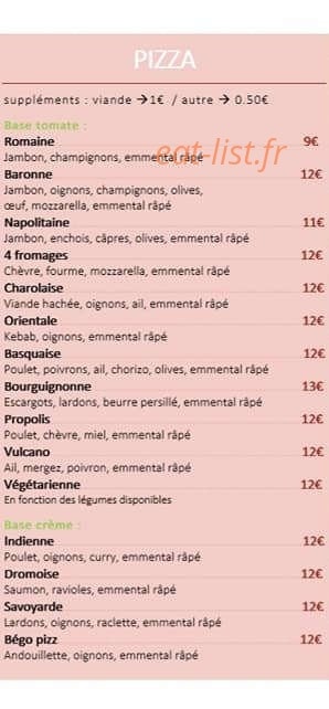 Carte et menu de Le Salvatorien à Saint Sauveur en Rue — Pizzas