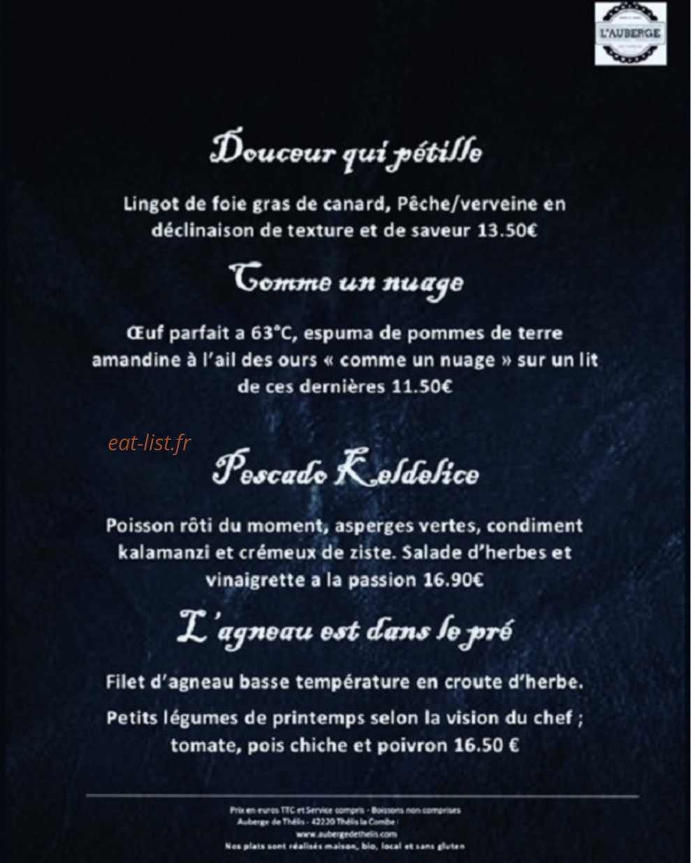 Auberge de Thelis — carte page 3