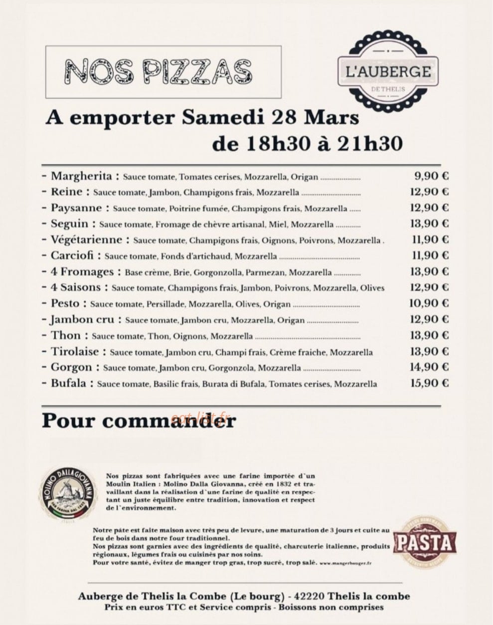 Auberge de Thelis — carte page 1