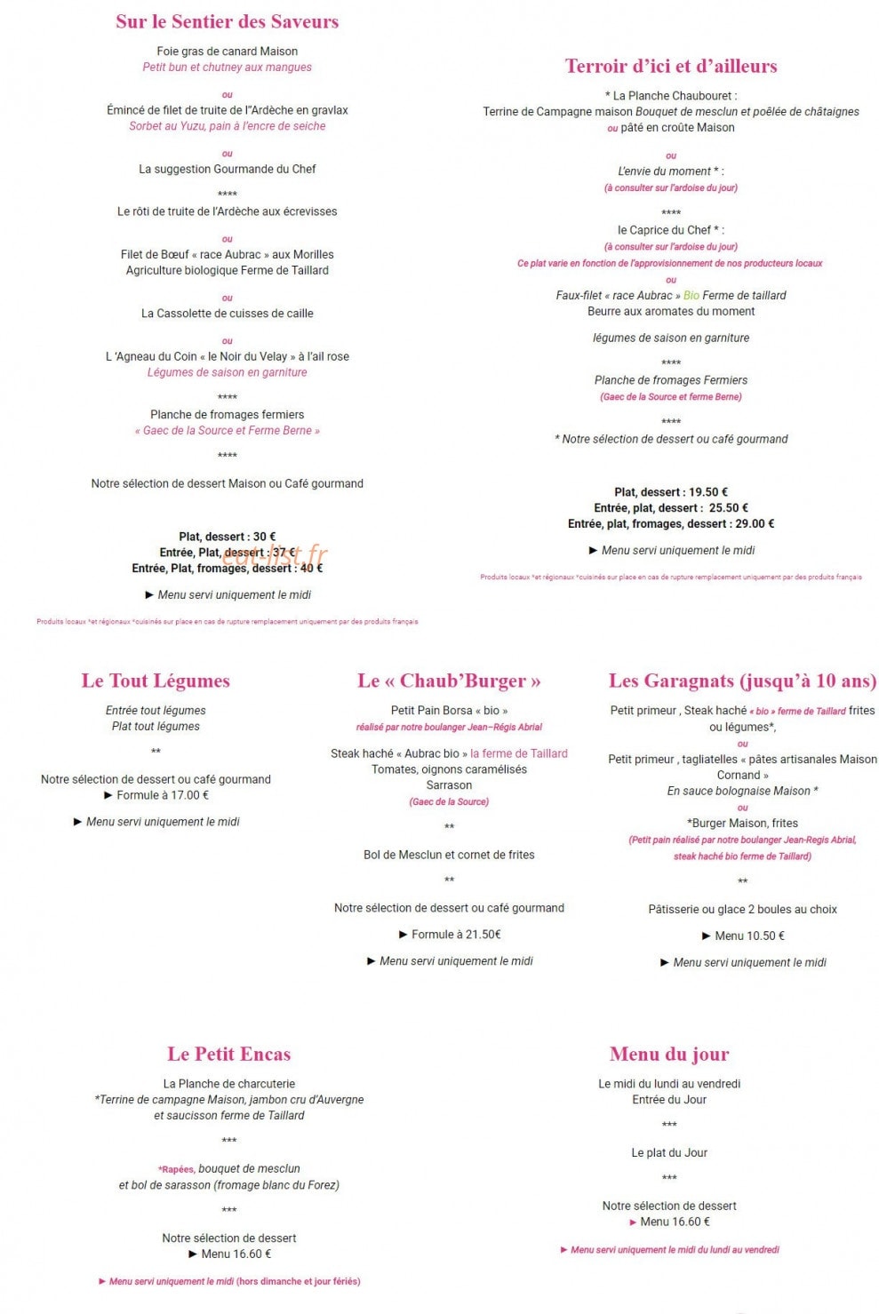 Le Chaubouret — carte page 1