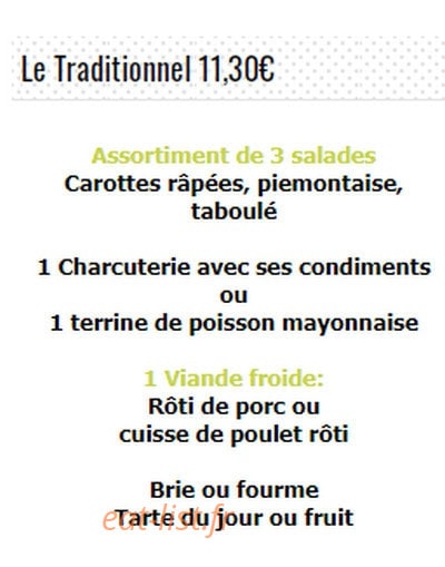 Aux Rendez-vous des Saveurs — carte page 1