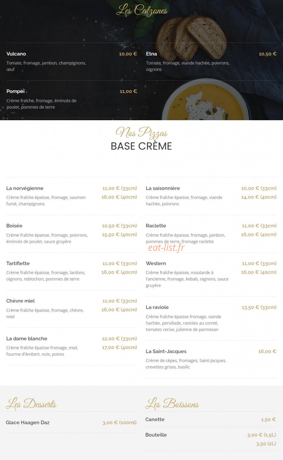 Sam Pizz' — carte page 2