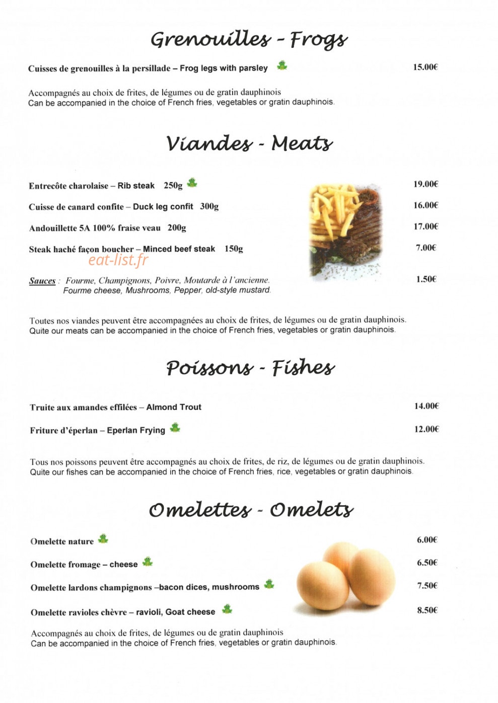 Auberge du Bosquet Fleuri — carte page 5