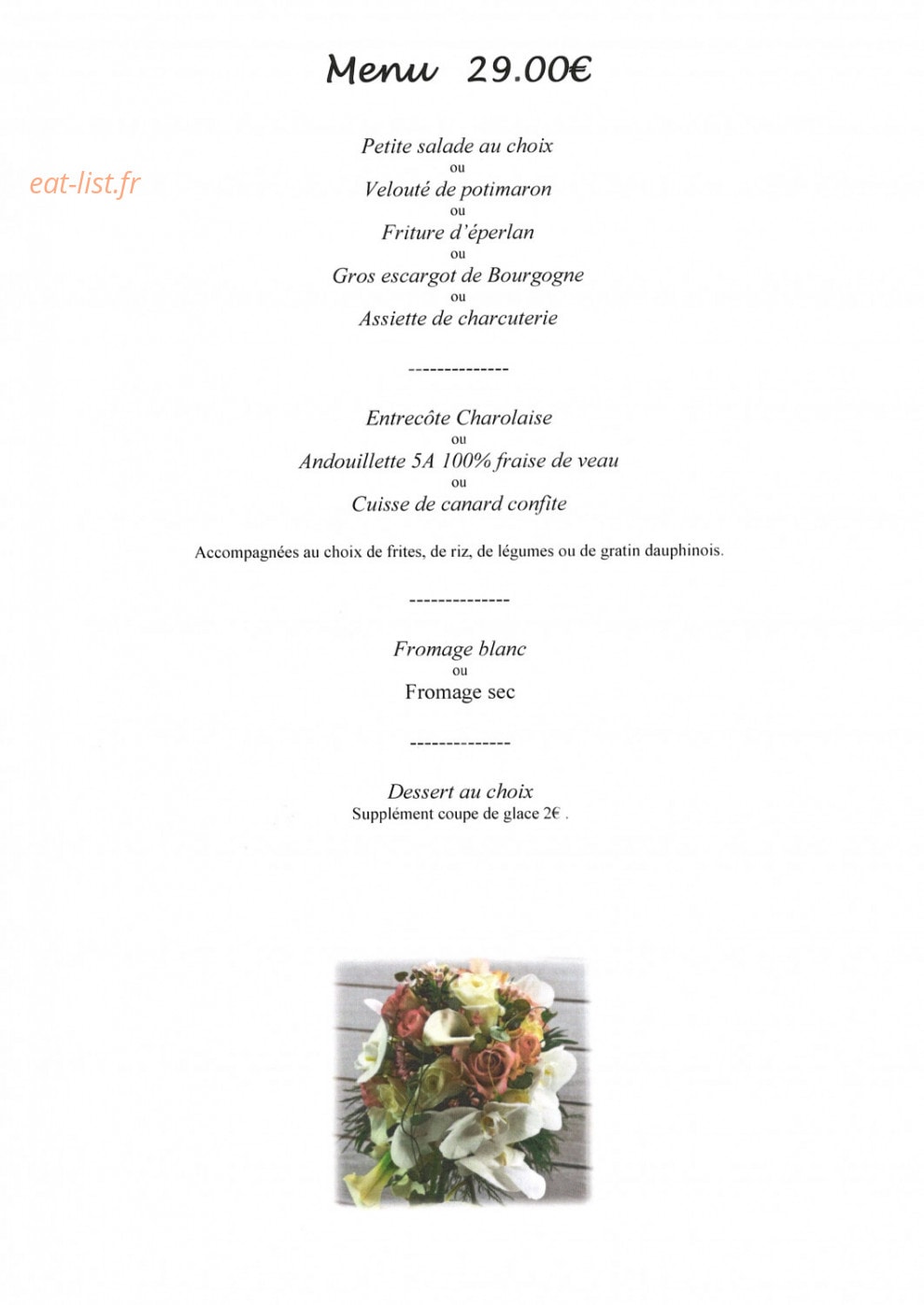 Auberge du Bosquet Fleuri — carte page 3