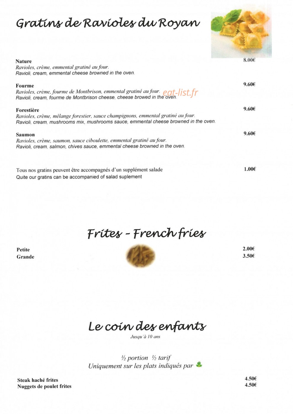 Auberge du Bosquet Fleuri — carte page 6