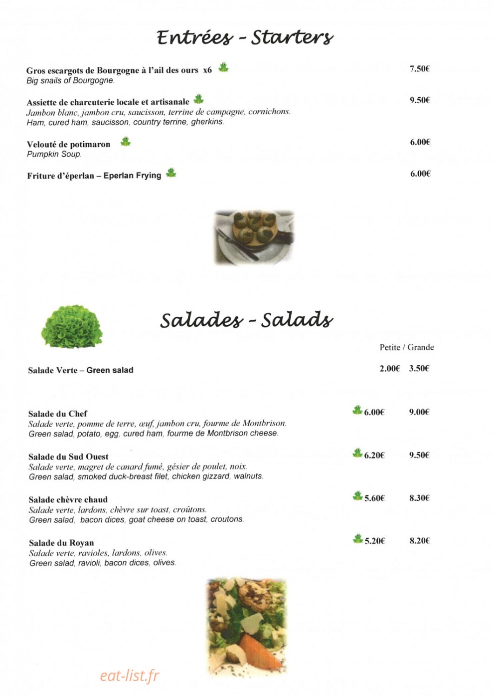 Auberge du Bosquet Fleuri — carte page 4