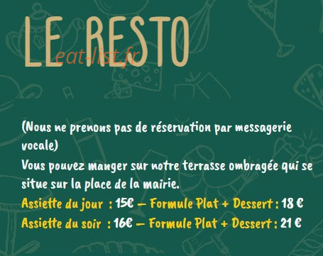 Bistro Le Cheval Blanc — carte page 1
