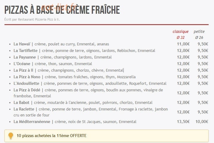 Pizz à II — carte page 3