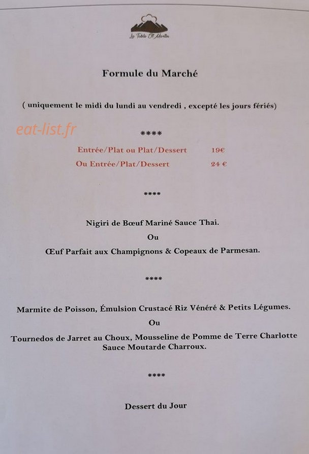 Carte et menu de Au P’tit Creux à Saint Martin la Sauvete — La formule du marché