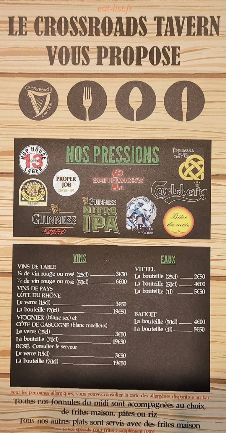 Crossroads Tavern — carte page 2