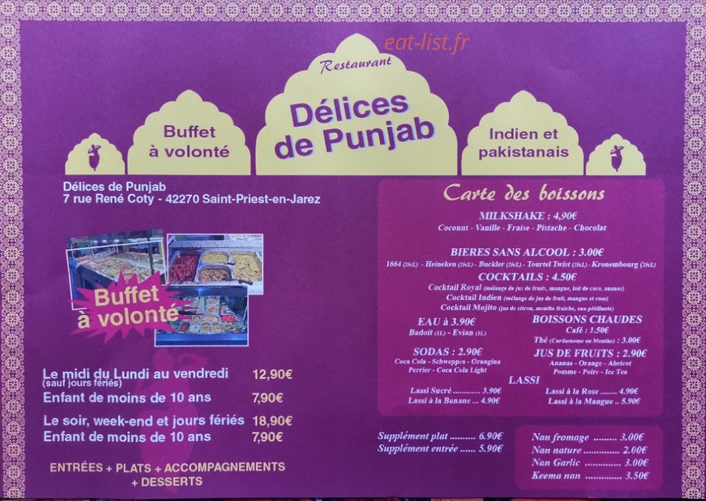 Delices de punjab — carte page 1