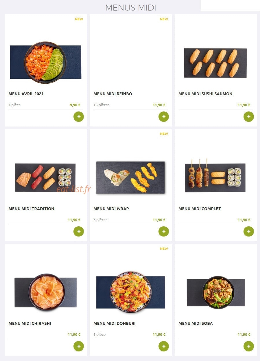 Eat Sushi — carte page 1
