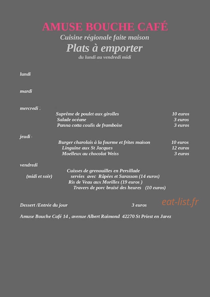 L'Amuse Bouche café — carte page 2