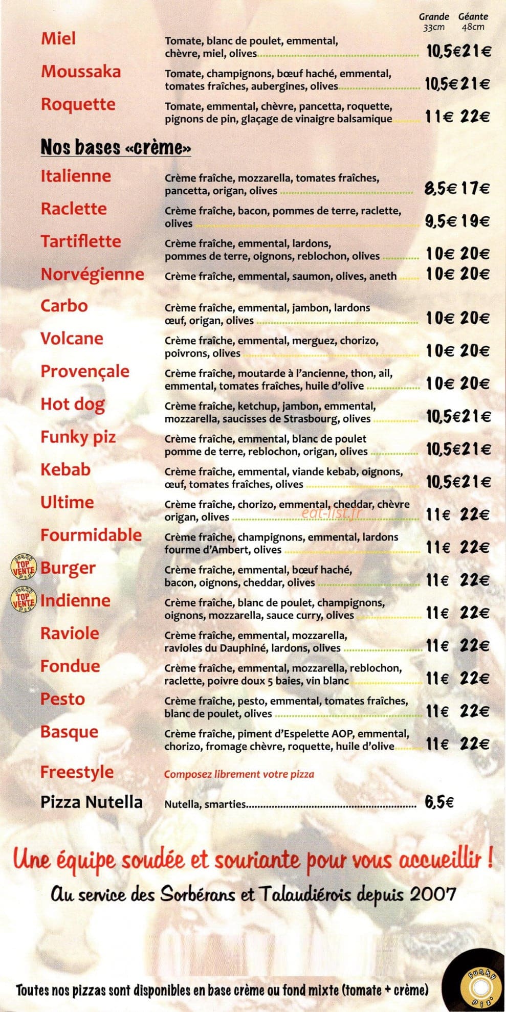 Funky piz — carte page 2