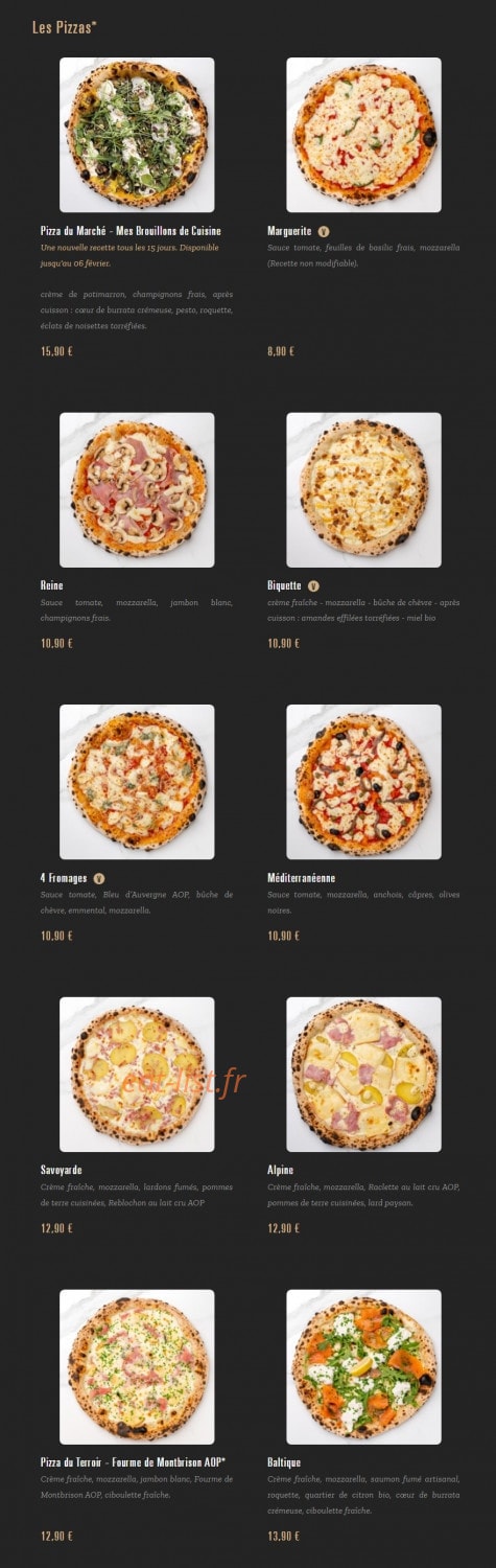 Pizza Cosy — carte page 1