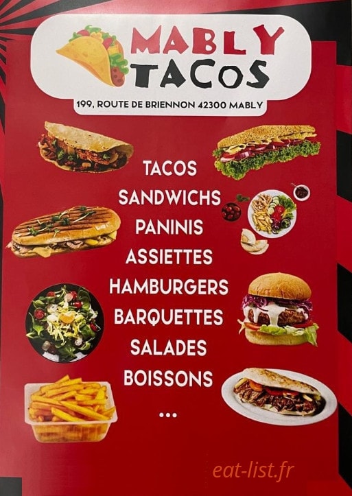 Mably Tacos — carte page 1