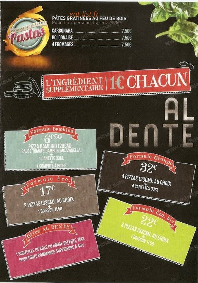 Al Dente — carte page 2