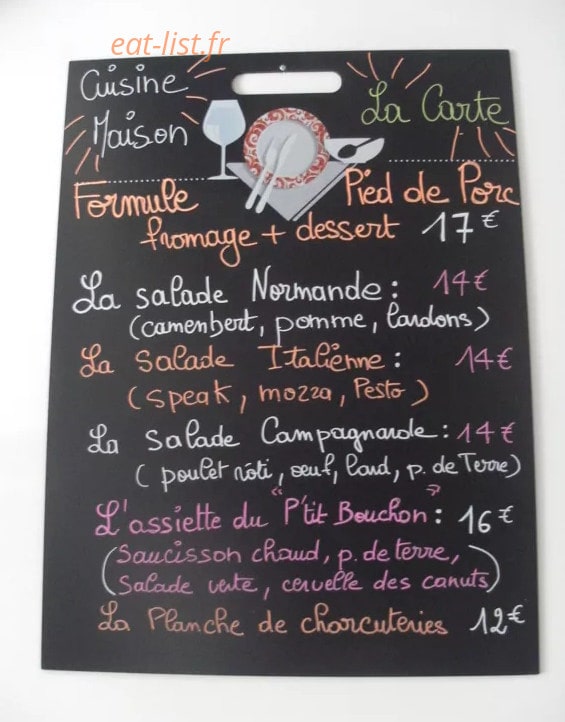 Au p'tit bouchon — carte page 1