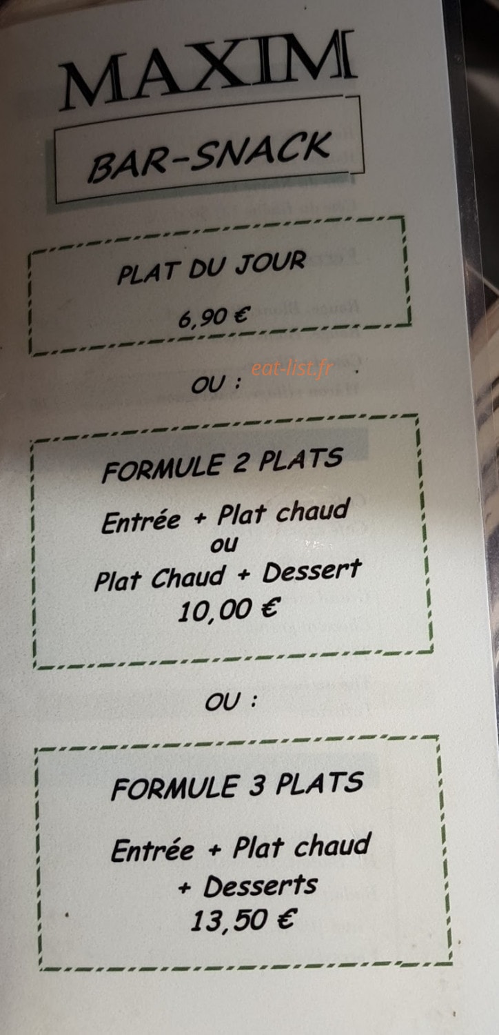 Brasserie Maxim — carte page 1
