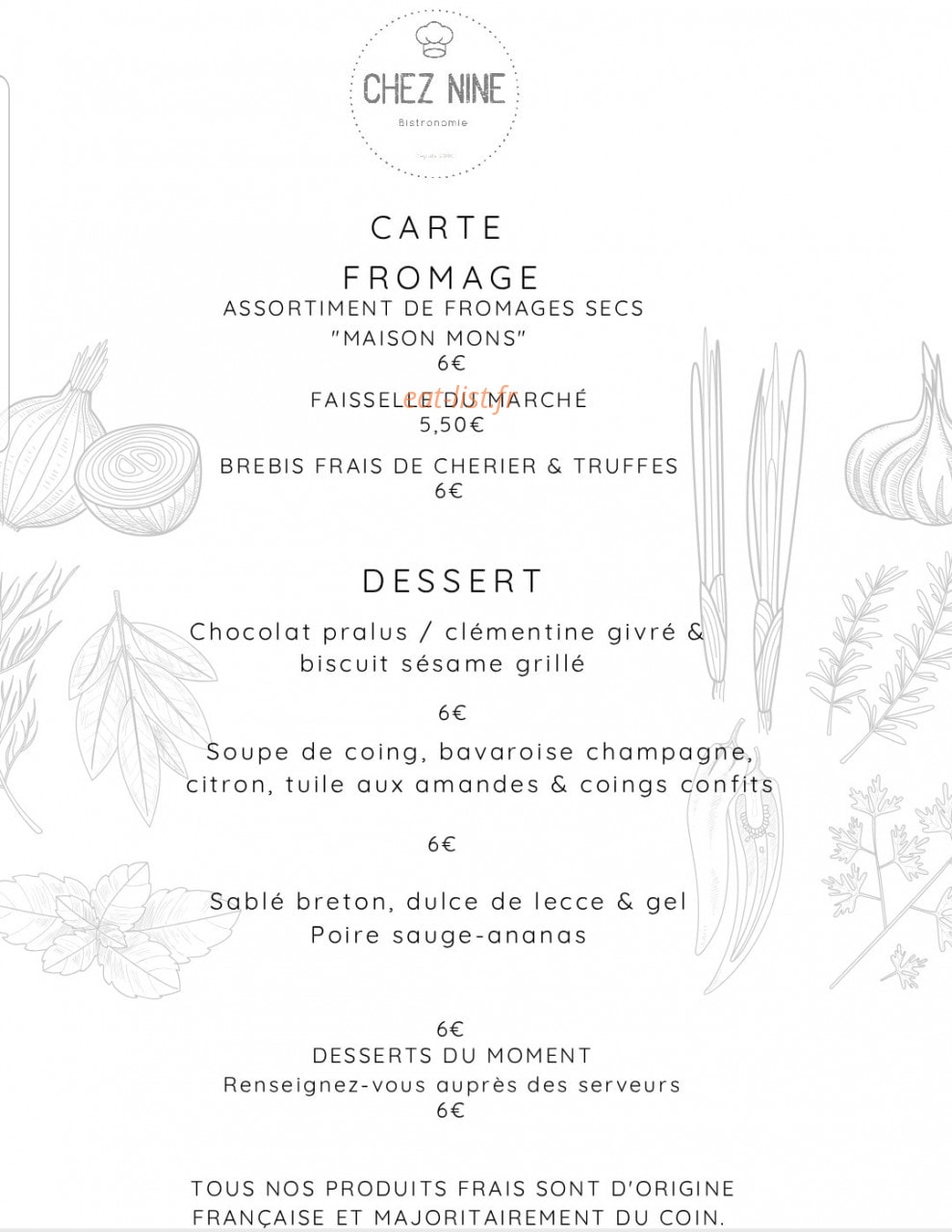 Chez Nine — carte page 3