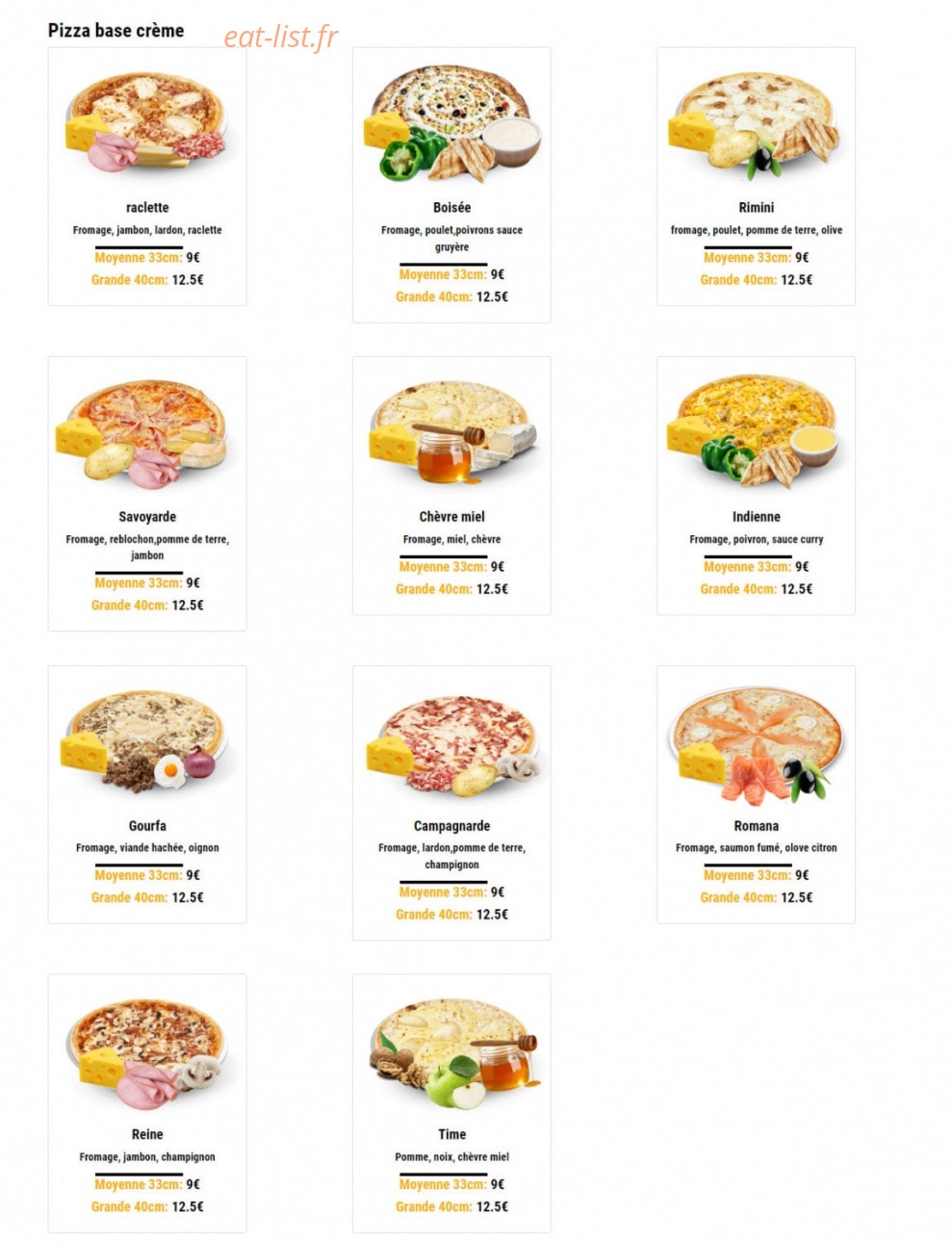 Food time — carte page 1
