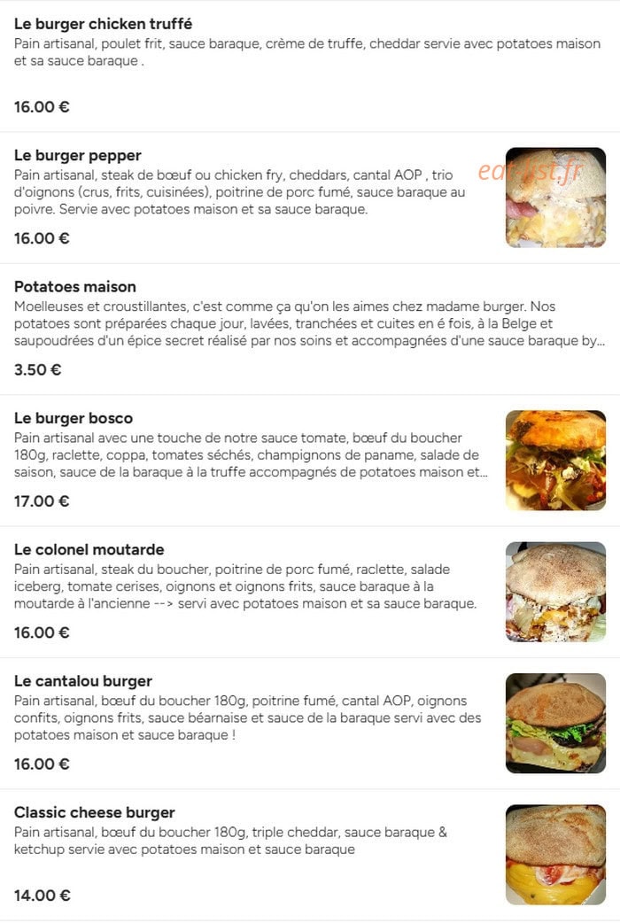 Madame pizza — carte page 11