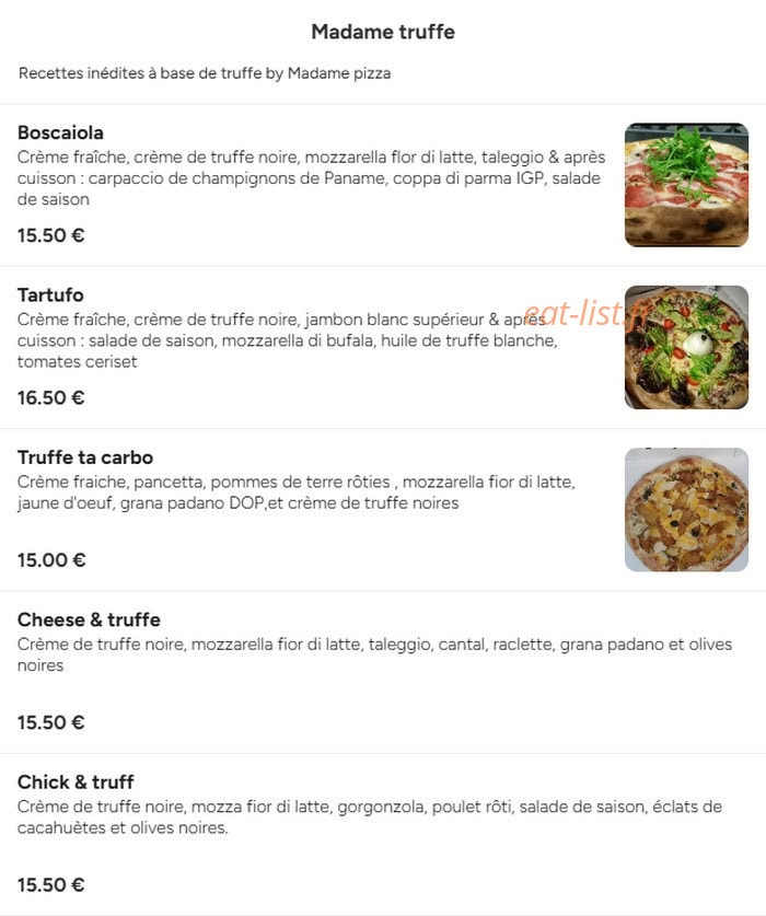 Madame pizza — carte page 6