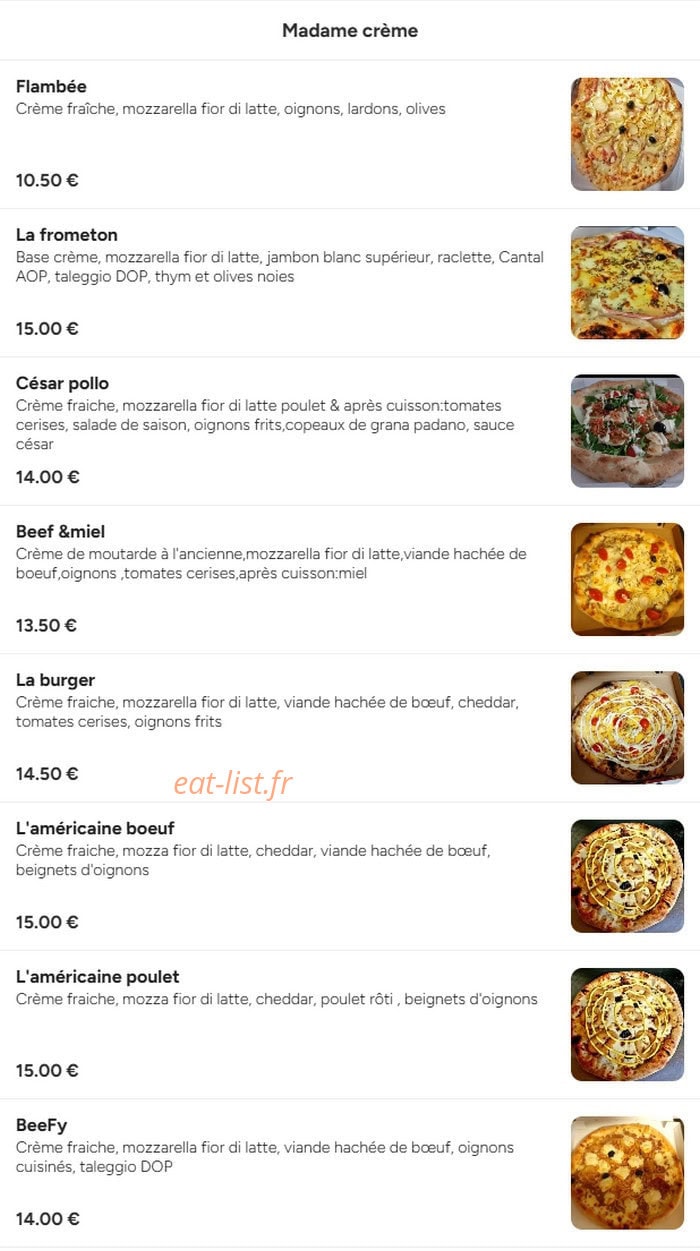 Madame pizza — carte page 4