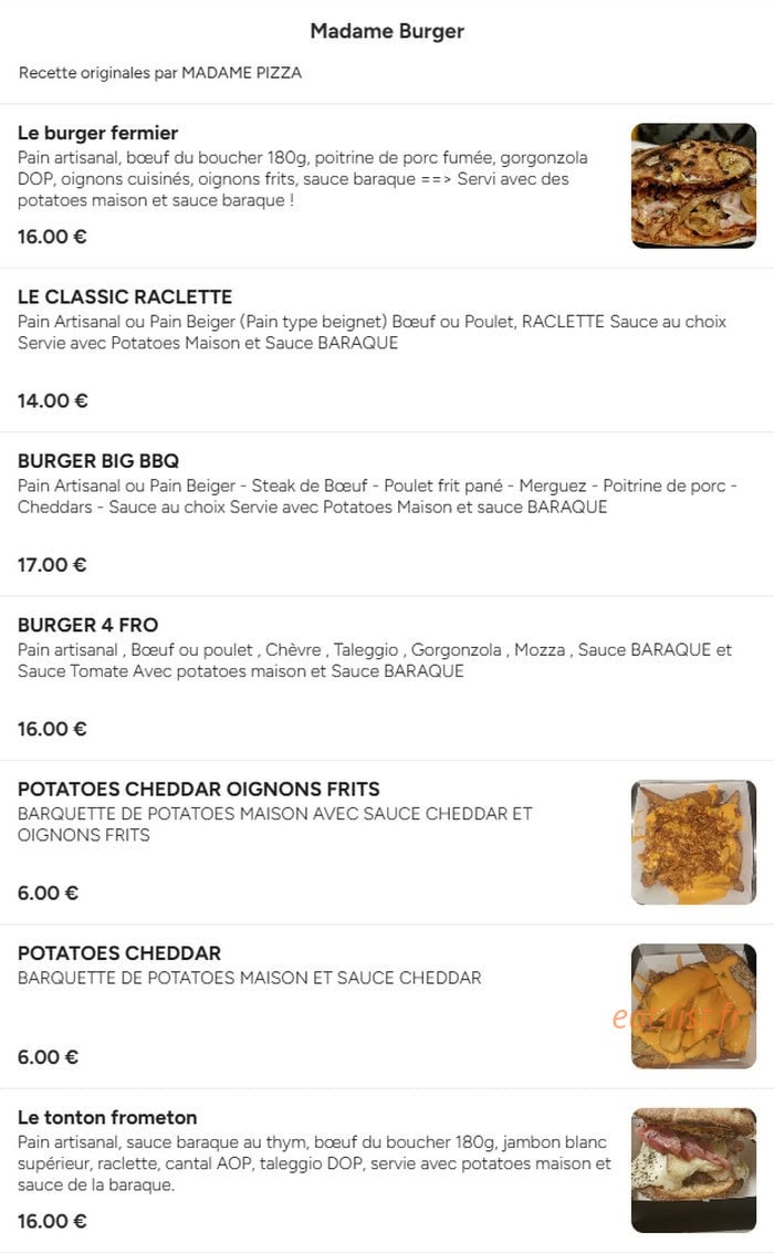 Madame pizza — carte page 10