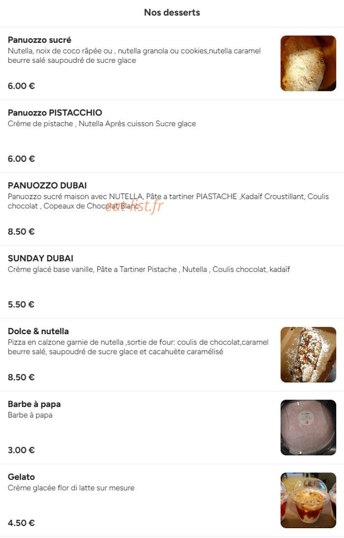 Madame pizza — carte page 15