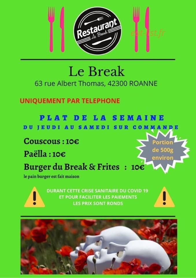 Restaurant Le Break — carte page 1