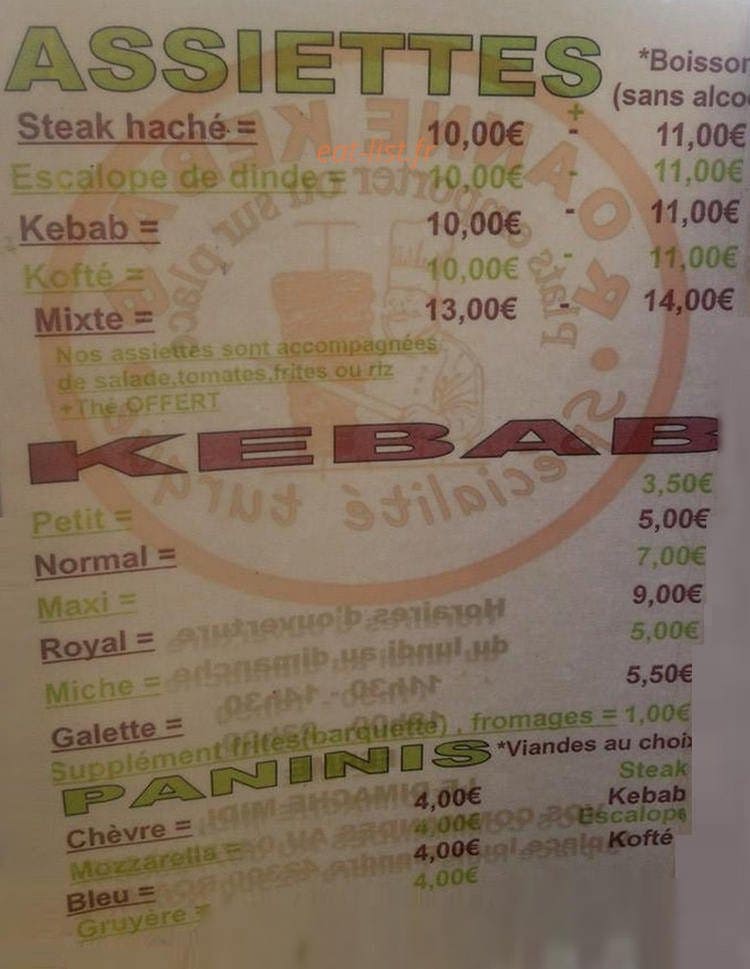 Roanne Kebab — carte page 2
